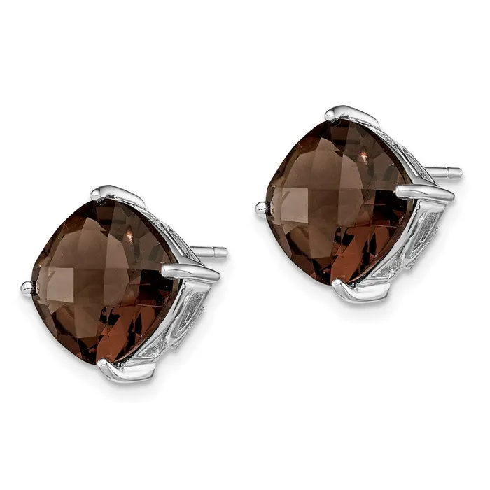 Sterling Silver Rhodiumplated Smoky Quartz Earrings Goldia Earrings