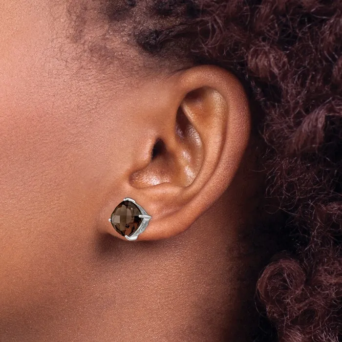 Sterling Silver Rhodiumplated Smoky Quartz Earrings Goldia Earrings