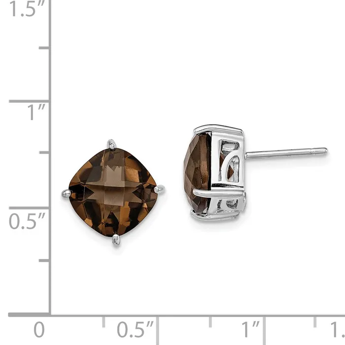 Sterling Silver Rhodiumplated Smoky Quartz Earrings Goldia Earrings