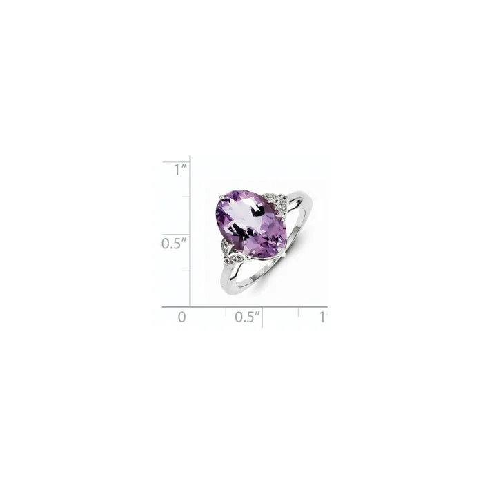 Sterling Silver with Amethyst and White Topaz Oval Ring Goldia Rings