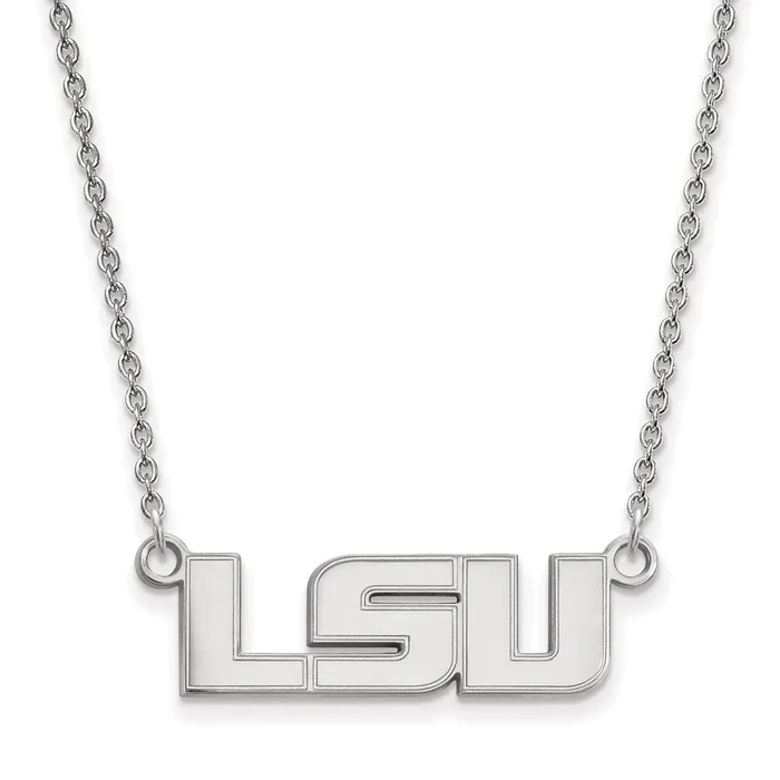 10K White Gold Louisiana State University Small Pendant wilth Necklace TreasureFineJewelers Necklaces 10K White Gold Louisiana State University Small Pendant wilth Necklace TreasureFineJewelers Necklaces