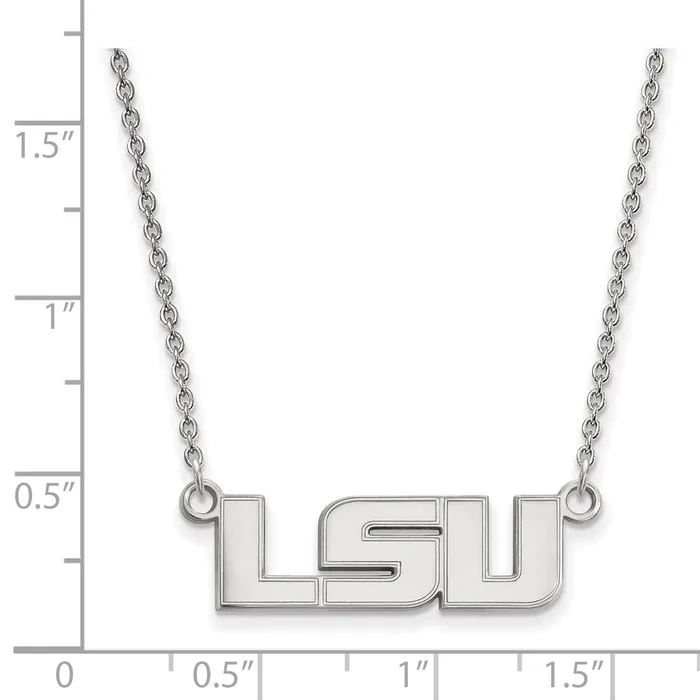 10K White Gold Louisiana State University Small Pendant wilth Necklace TreasureFineJewelers Necklaces