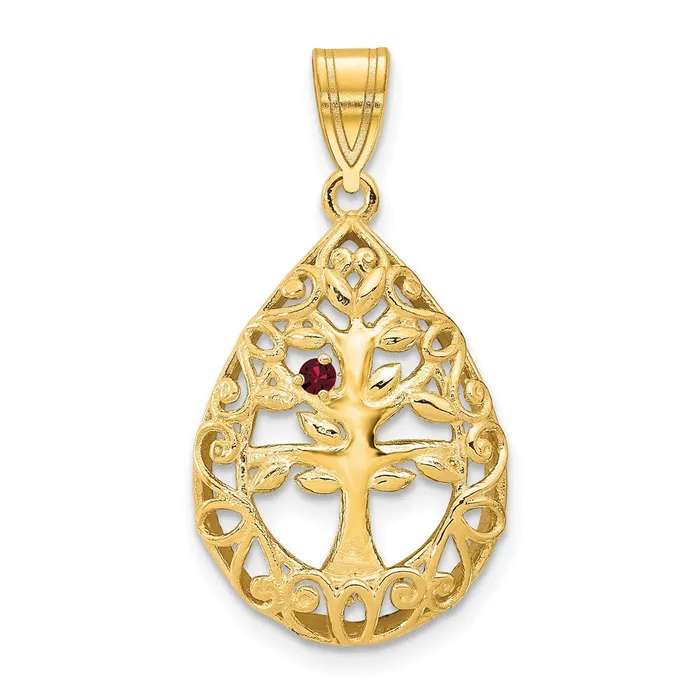 10KY 1 Birthstone Tree of Life Tear Drop Pendant TreasureFineJewelers Necklaces 10KY 1 Birthstone Tree of Life Tear Drop Pendant TreasureFineJewelers Necklaces