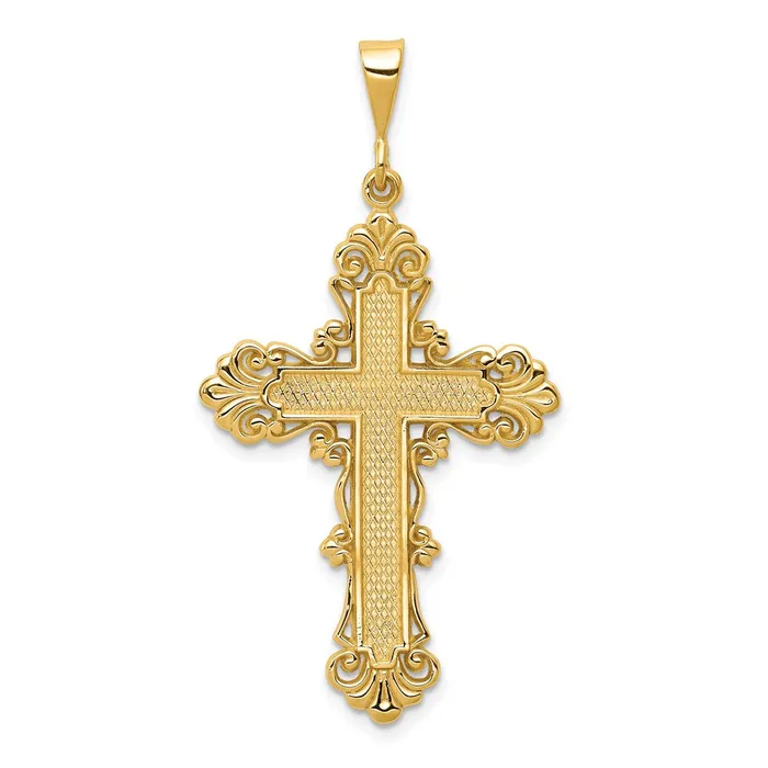 14k Fleur De Lis Cross Pendant TreasureFineJewelers Necklaces