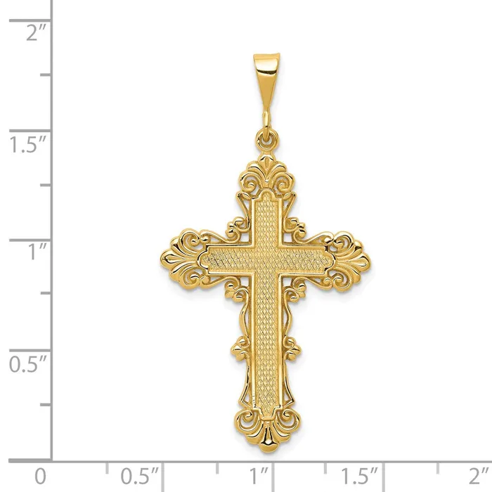 14k Fleur De Lis Cross Pendant TreasureFineJewelers Necklaces