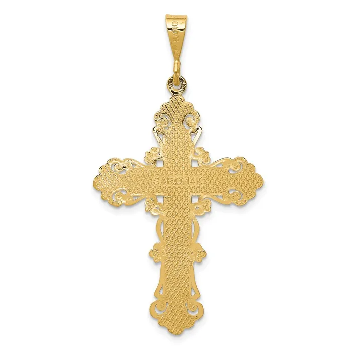 14k Fleur De Lis Cross Pendant TreasureFineJewelers Necklaces