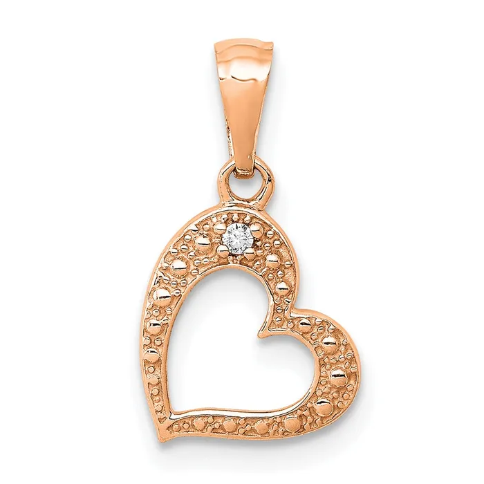 14k Rose Gold 01ct Diamond Heart Pendant TreasureFineJewelers Necklaces