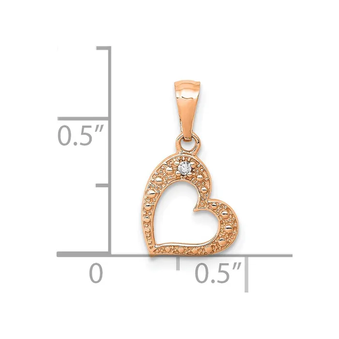 14k Rose Gold 01ct Diamond Heart Pendant TreasureFineJewelers Necklaces