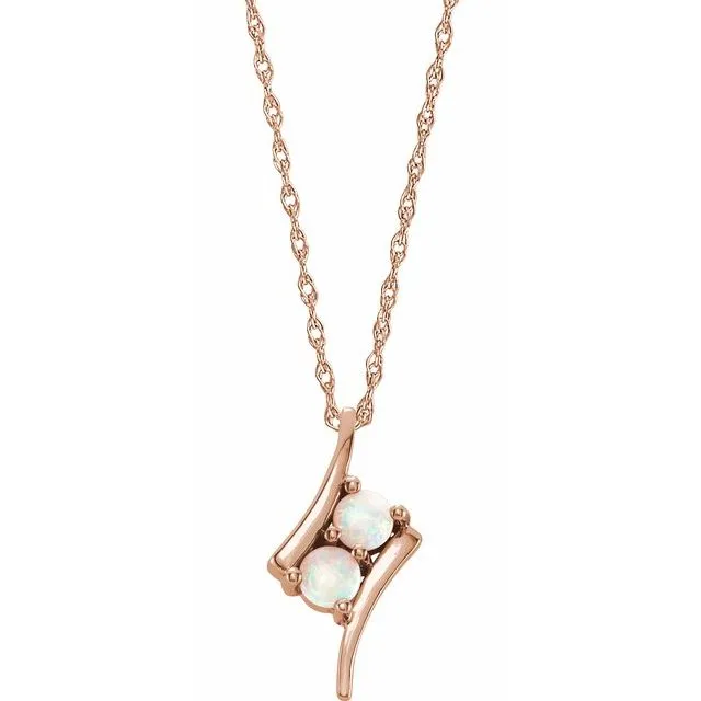 14K Rose Opal TwoStone 1618 Necklace TreasureFineJewelers Necklaces