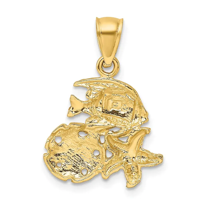 14k Satin Diamondcut Fish Starfish and Sand Dollar Pendant TreasureFineJewelers Necklaces