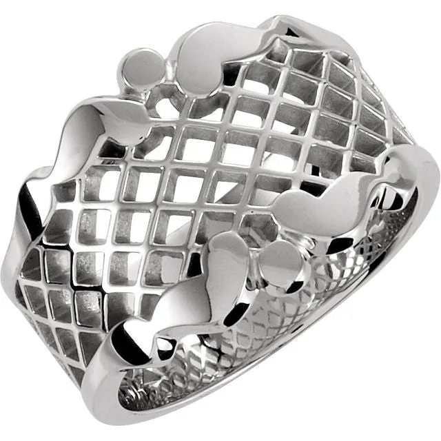 14K White 145 mm Latticework Band TreasureFineJewelers Rings