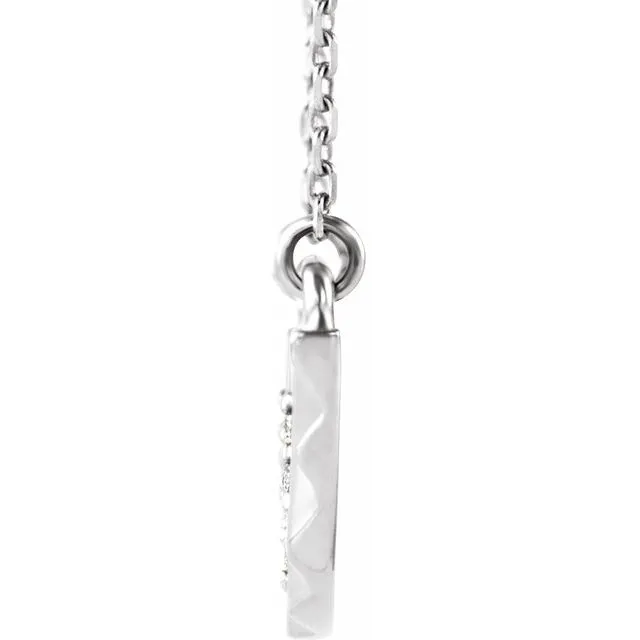 14K White Gold 08 CTW Natural Diamond Curved Bar 1618 Necklace TreasureFineJewelers Necklaces