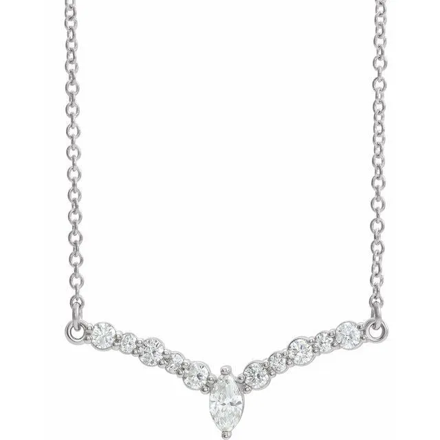14K White Gold 13 CTW Natural Diamond 18 V Necklace TreasureFineJewelers Necklaces 14K White Gold 13 CTW Natural Diamond 18 V Necklace TreasureFineJewelers Necklaces