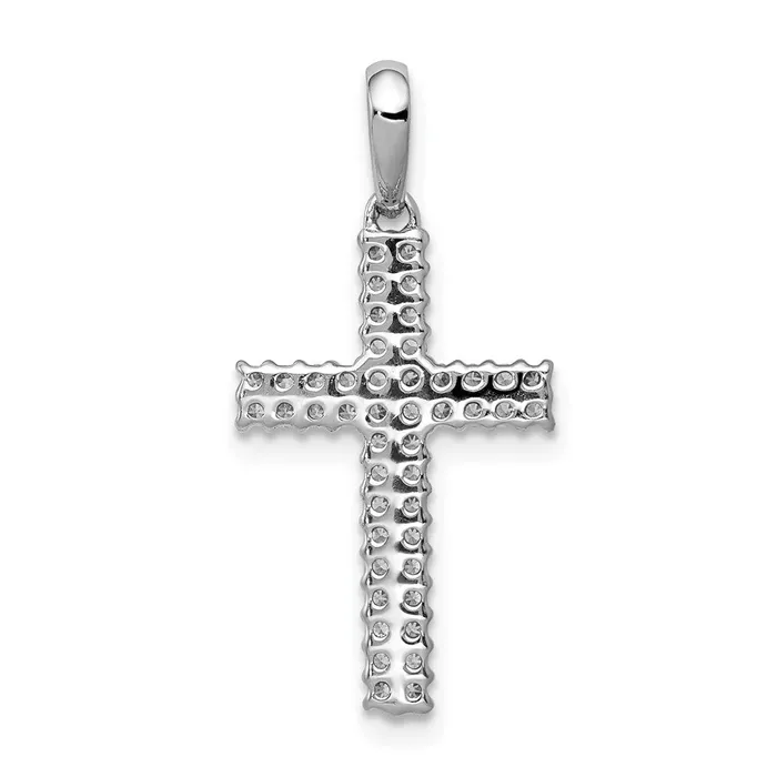 14k White Gold 14ct Diamond Cross Pendant TreasureFineJewelers Necklaces