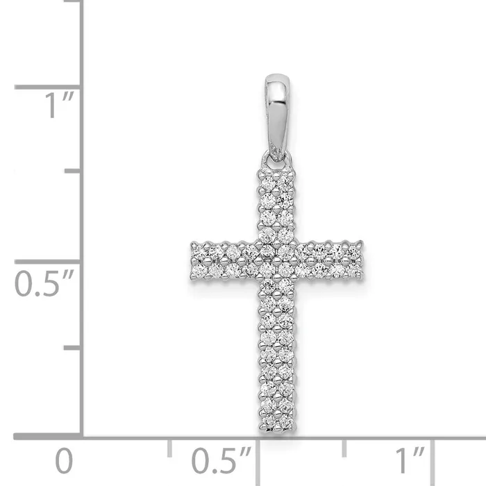 14k White Gold 14ct Diamond Cross Pendant TreasureFineJewelers Necklaces