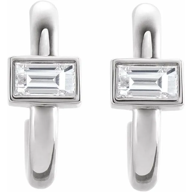 14K White Gold 15 CTW Natural Diamond Huggie Hoop Earrings TreasureFineJewelers Earrings