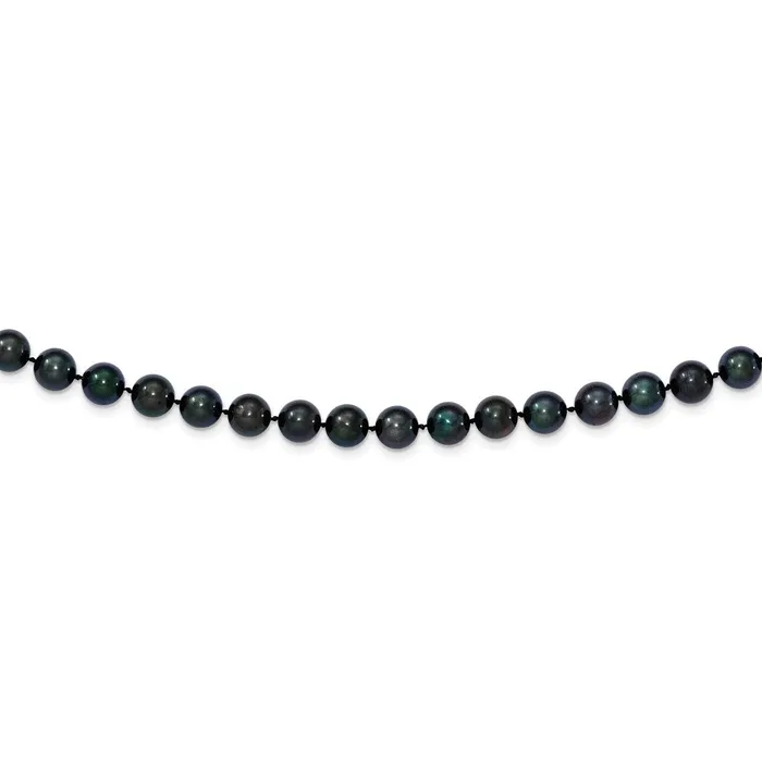 14k White Gold 78mm Round Black Saltwater Akoya Cultured Pearl Necklace TreasureFineJewelers Necklaces 14k White Gold 78mm Round Black Saltwater Akoya Cultured Pearl Necklace TreasureFineJewelers Necklaces