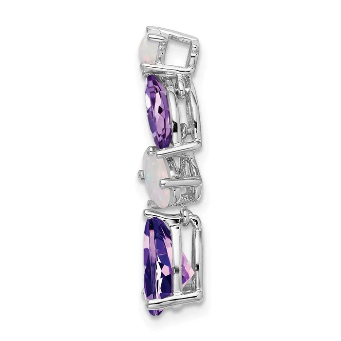 14k White Gold Amethyst and Opal Chain Slide TreasureFineJewelers Necklaces
