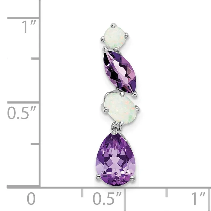 14k White Gold Amethyst and Opal Chain Slide TreasureFineJewelers Necklaces