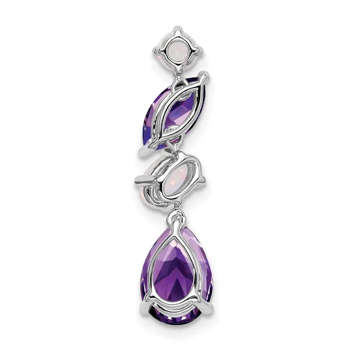 14k White Gold Amethyst and Opal Chain Slide TreasureFineJewelers Necklaces