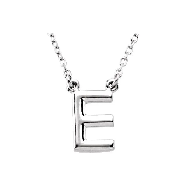 14K White Gold Block Initial E 16 Necklace TreasureFineJewelers Necklaces 14K White Gold Block Initial E 16 Necklace TreasureFineJewelers Necklaces