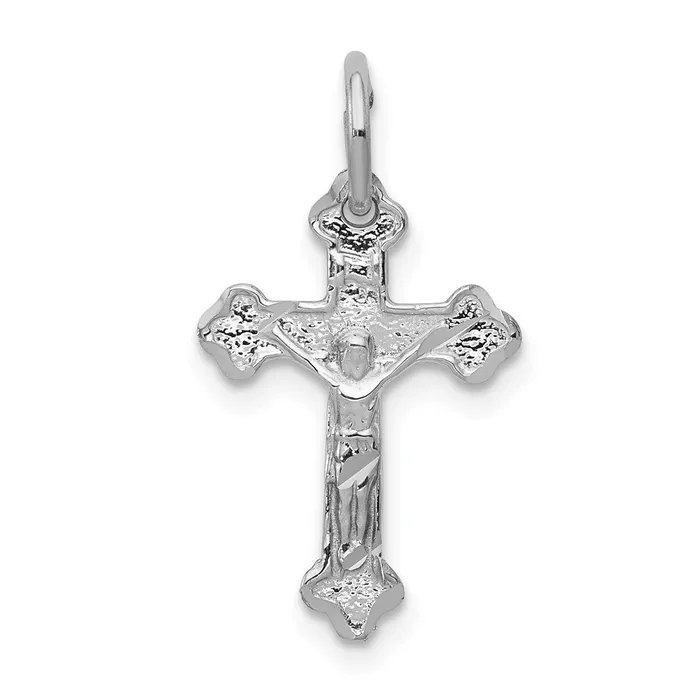 14k White Gold Diamondcut Crucifix Charm TreasureFineJewelers Charm Necklaces