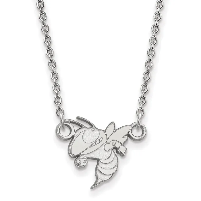 14k White Gold Georgia Tech Small Pendant Necklace TreasureFineJewelers Necklaces 14k White Gold Georgia Tech Small Pendant Necklace TreasureFineJewelers Necklaces