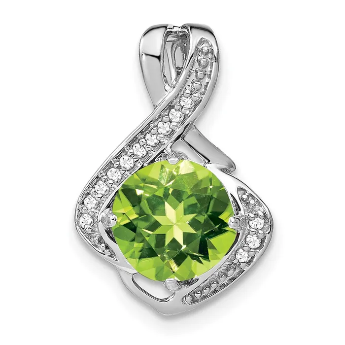 14k White Gold Peridot and Diamond Pendant TreasureFineJewelers Necklaces 14k White Gold Peridot and Diamond Pendant TreasureFineJewelers Necklaces