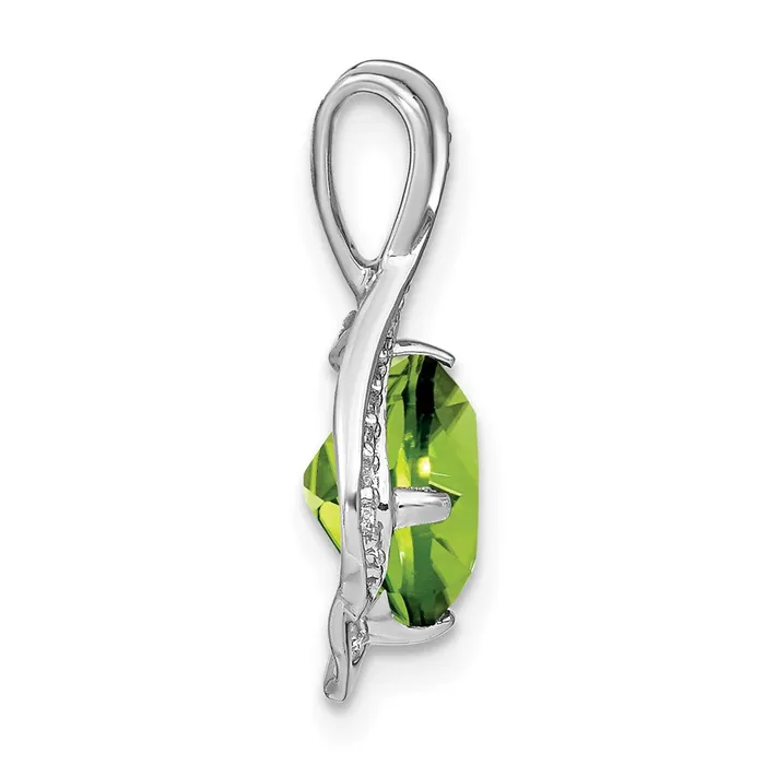 14k White Gold Peridot and Diamond Pendant TreasureFineJewelers Necklaces