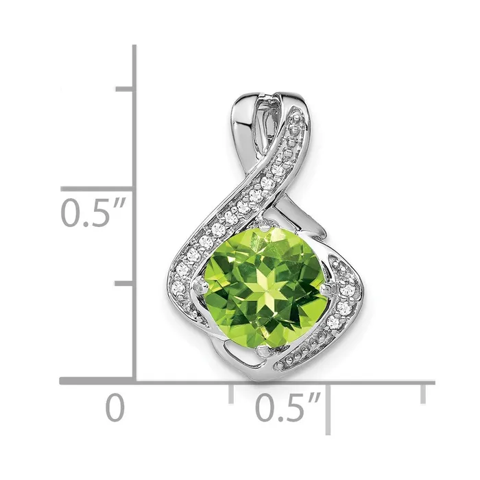 14k White Gold Peridot and Diamond Pendant TreasureFineJewelers Necklaces