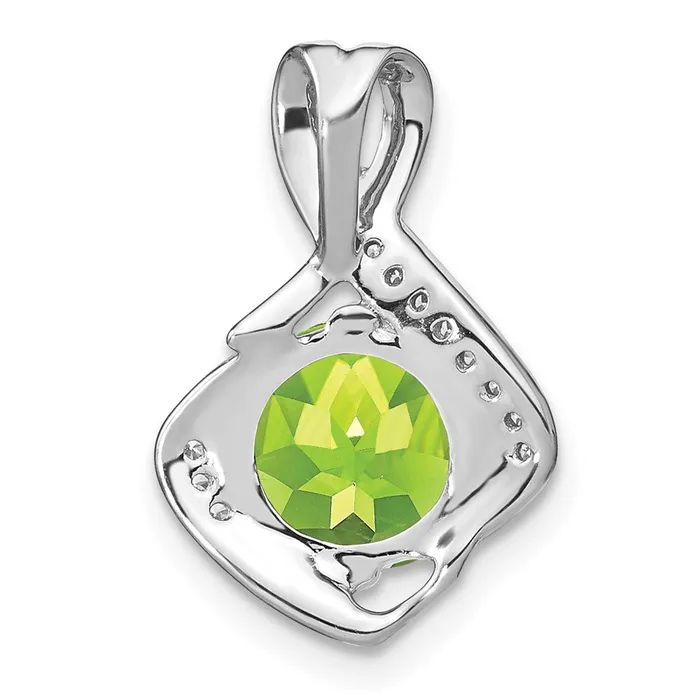 14k White Gold Peridot and Diamond Pendant TreasureFineJewelers Necklaces