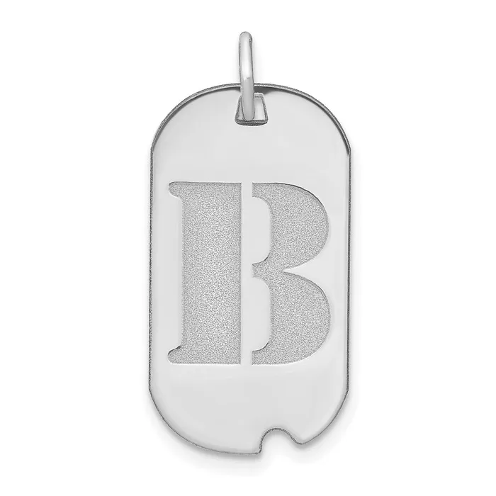 14k White Gold Polished Letter B Initial Dog Tag Pendant TreasureFineJewelers Necklaces 14k White Gold Polished Letter B Initial Dog Tag Pendant TreasureFineJewelers Necklaces
