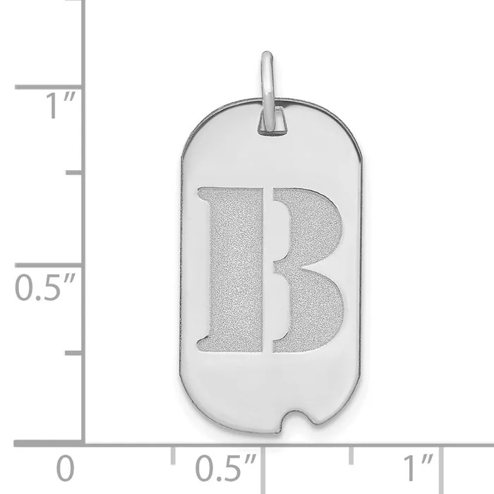14k White Gold Polished Letter B Initial Dog Tag Pendant TreasureFineJewelers Necklaces