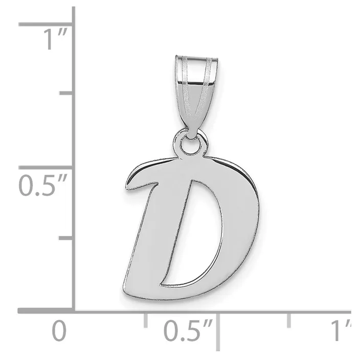 14k White Gold Polished Script Letter D Initial Pendant TreasureFineJewelers Necklaces