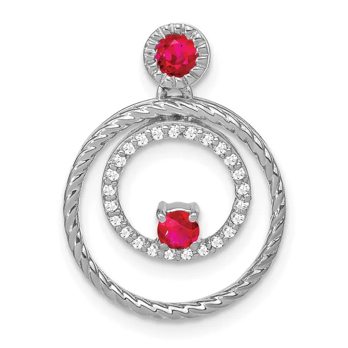 14k White Gold Ruby and Diamond Circles Pendant TreasureFineJewelers Necklaces 14k White Gold Ruby and Diamond Circles Pendant TreasureFineJewelers Necklaces