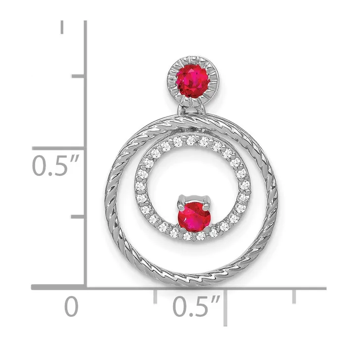 14k White Gold Ruby and Diamond Circles Pendant TreasureFineJewelers Necklaces