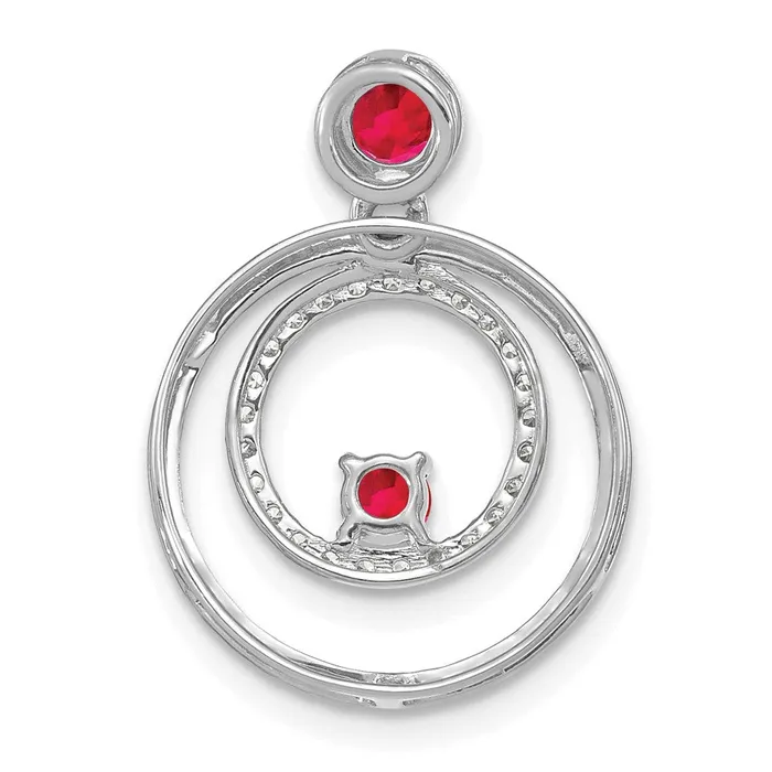14k White Gold Ruby and Diamond Circles Pendant TreasureFineJewelers Necklaces