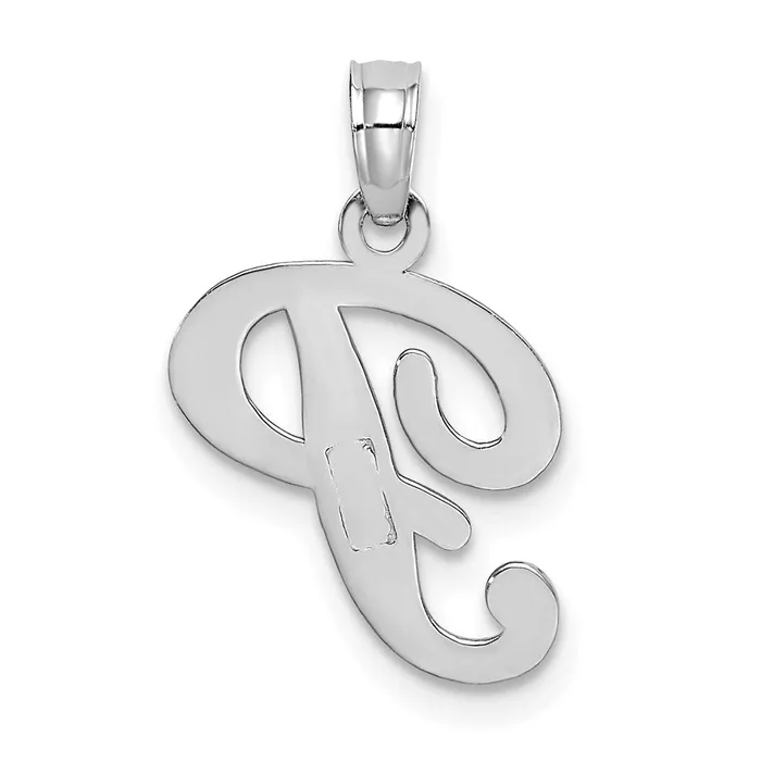 14k White Gold White Gold Script Letter P Initial Pendant TreasureFineJewelers Necklaces