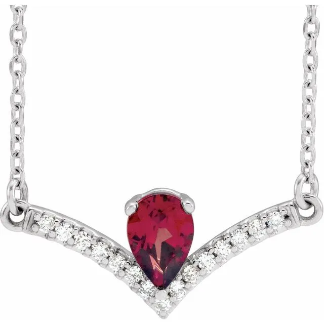 14K White Mozambique Garnet 06 CTW Diamond 18 Necklace TreasureFineJewelers Necklaces 14K White Mozambique Garnet 06 CTW Diamond 18 Necklace TreasureFineJewelers Necklaces