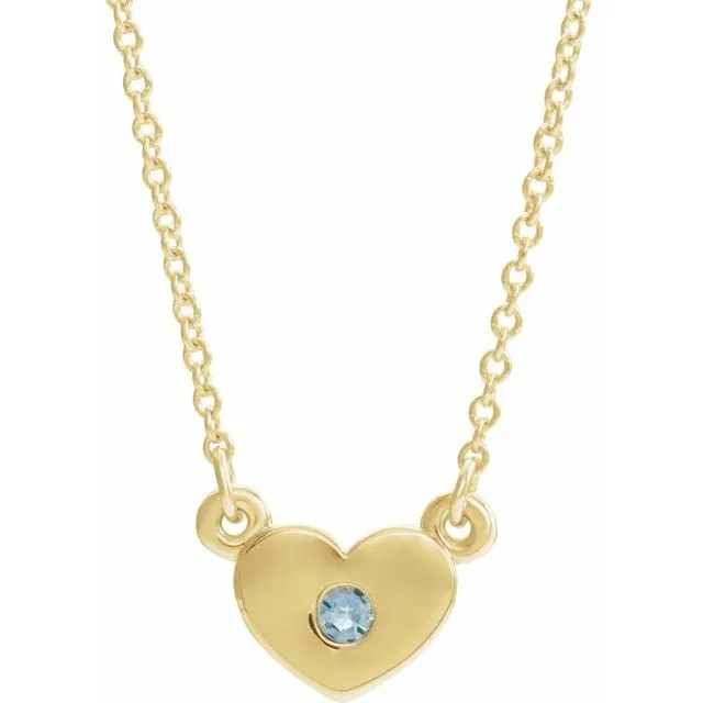 14K Yellow Aquamarine Heart 16 Necklace TreasureFineJewelers Necklaces