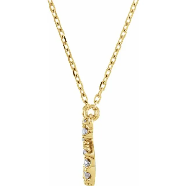 14K Yellow Gold 08 CTW Natural Diamond Initial T 16 Necklace TreasureFineJewelers Necklaces