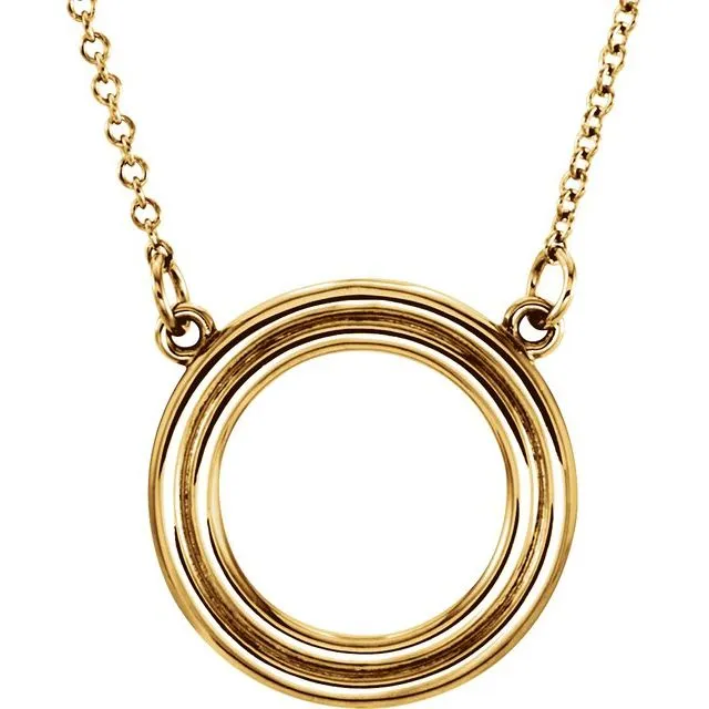14K Yellow Gold Circle 16 Necklace TreasureFineJewelers Necklaces