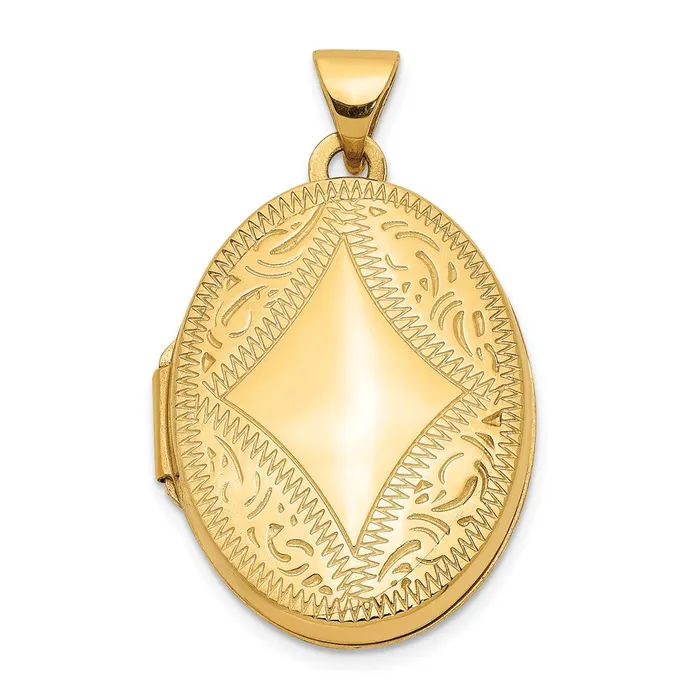 14k Yellow Gold Diamondshaped Design Oval Locket TreasureFineJewelers Earrings