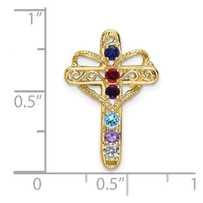14k Yellow Gold Genuine 6 Stone Mothers Cross Pendant TreasureFineJewelers Necklaces