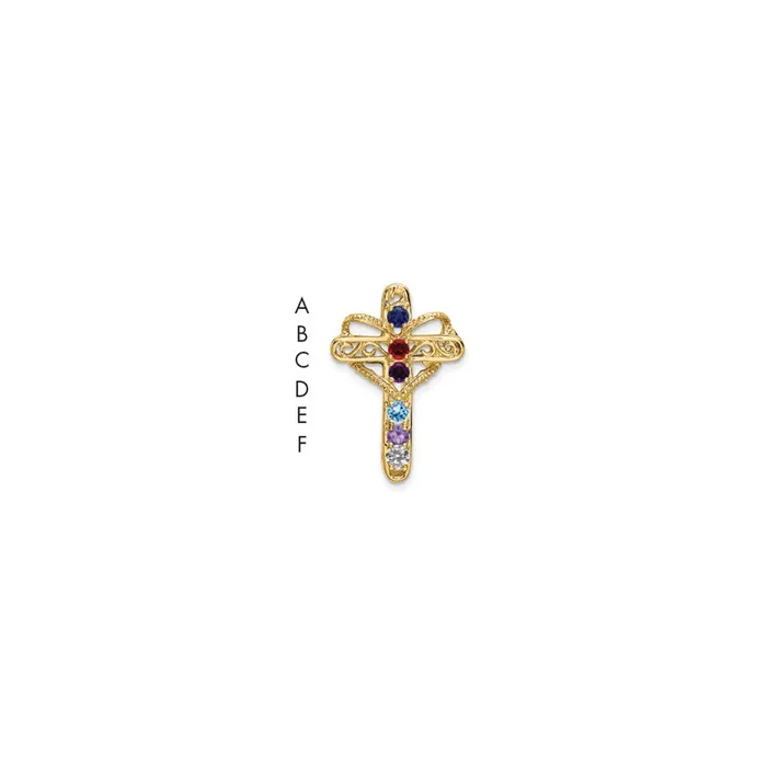 14k Yellow Gold Genuine 6 Stone Mothers Cross Pendant TreasureFineJewelers Necklaces