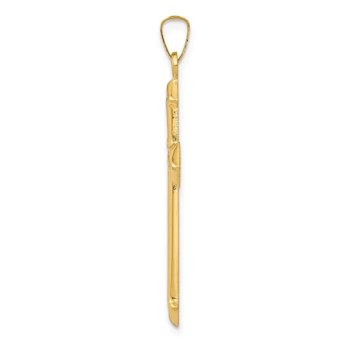 14k Yellow Gold Polished and Textured Passion Cross Pendant TreasureFineJewelers Necklaces