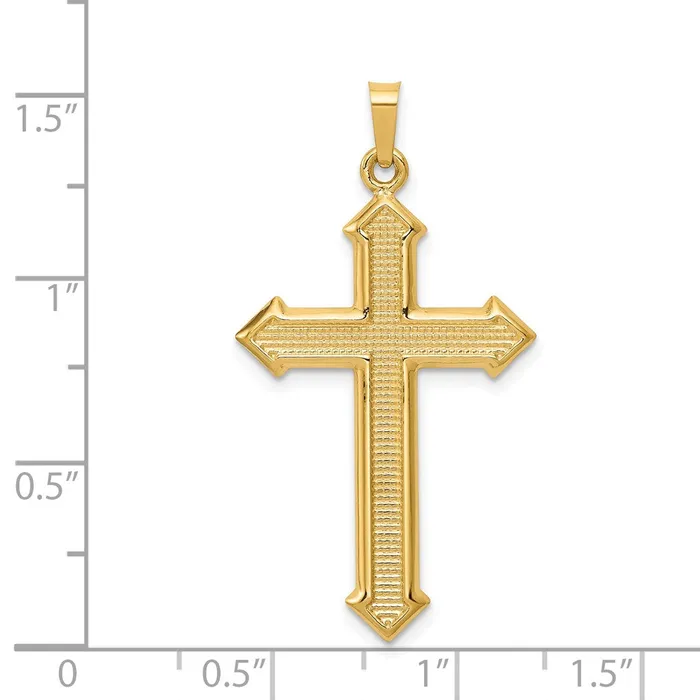 14k Yellow Gold Polished and Textured Passion Cross Pendant TreasureFineJewelers Necklaces