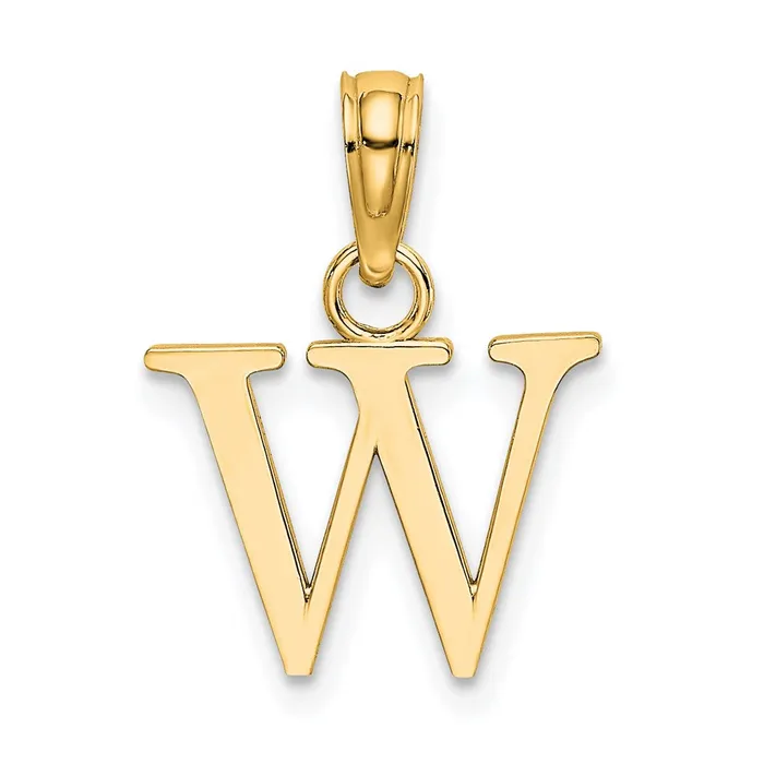 14k Yellow Gold Polished Block Letter W Initial Pendant TreasureFineJewelers Necklaces 14k Yellow Gold Polished Block Letter W Initial Pendant TreasureFineJewelers Necklaces