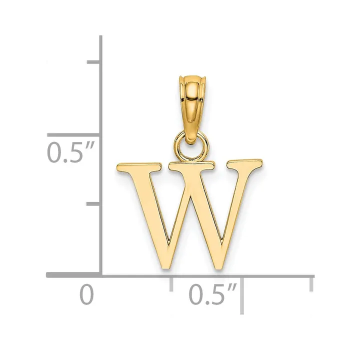14k Yellow Gold Polished Block Letter W Initial Pendant TreasureFineJewelers Necklaces
