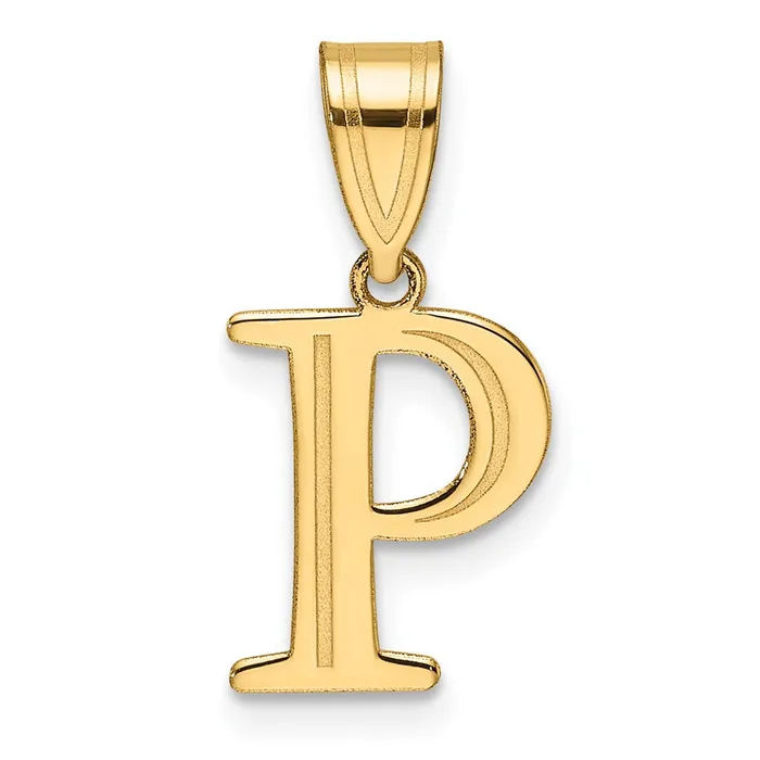 14k Yellow Gold Polished Etched Letter P Initial Pendant TreasureFineJewelers Necklaces 14k Yellow Gold Polished Etched Letter P Initial Pendant TreasureFineJewelers Necklaces